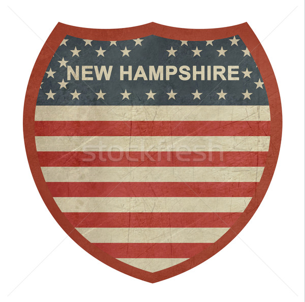 Grunge New Hampshire amerikai államközi autópálya tábla izolált Stock fotó © speedfighter