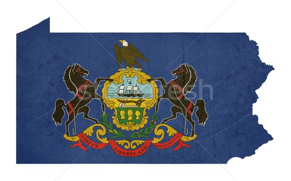 Grunge Pennsylvania zászló térkép izolált fehér Stock fotó © speedfighter
