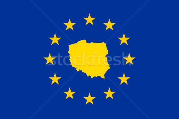 Foto stock: Polônia · europeu · bandeira · mapa · união · amarelo