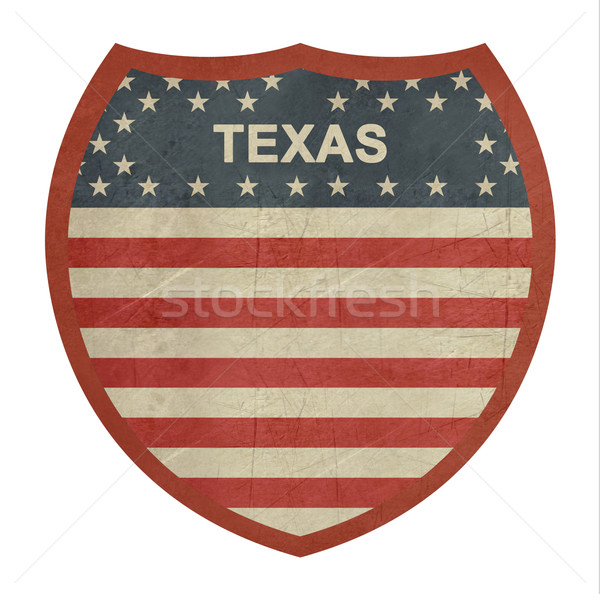 Grunge Texas amerikai államközi autópálya tábla izolált Stock fotó © speedfighter