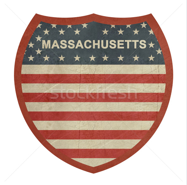 Grunge Massachusetts amerykański międzypaństwowy znak autostrady odizolowany Zdjęcia stock © speedfighter