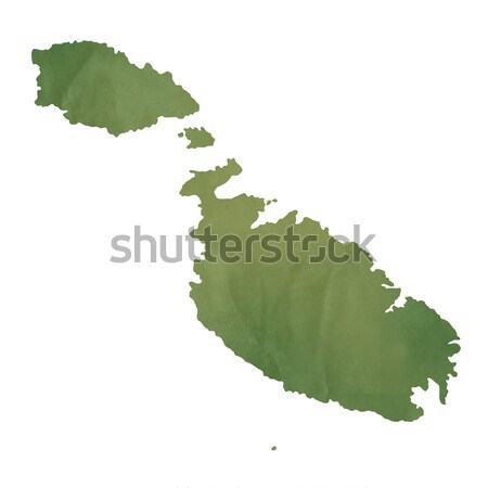 Foto stock: Malta · mapa · verde · papel · edad · aislado