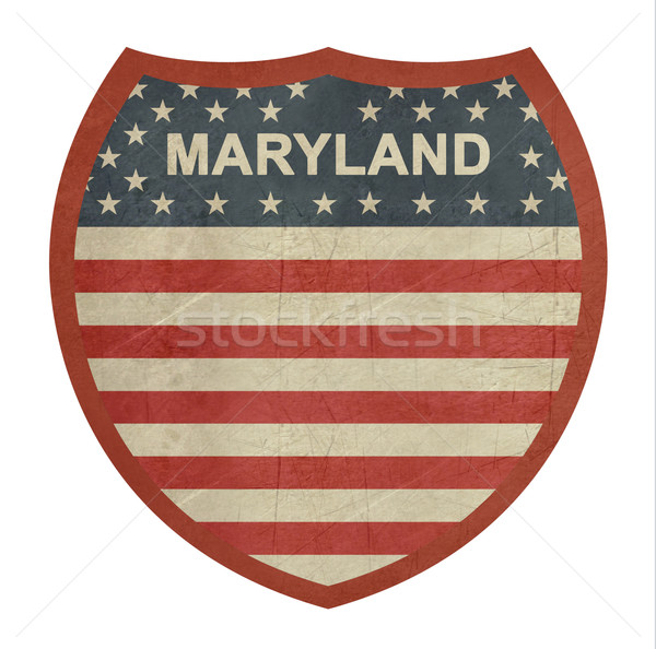 Grunge Maryland amerikai államközi autópálya tábla izolált Stock fotó © speedfighter