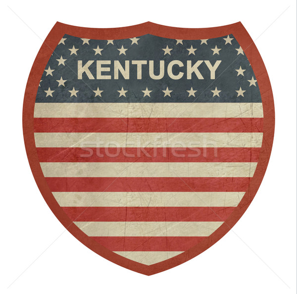 Grunge Kentucky amerikai államközi autópálya tábla izolált Stock fotó © speedfighter