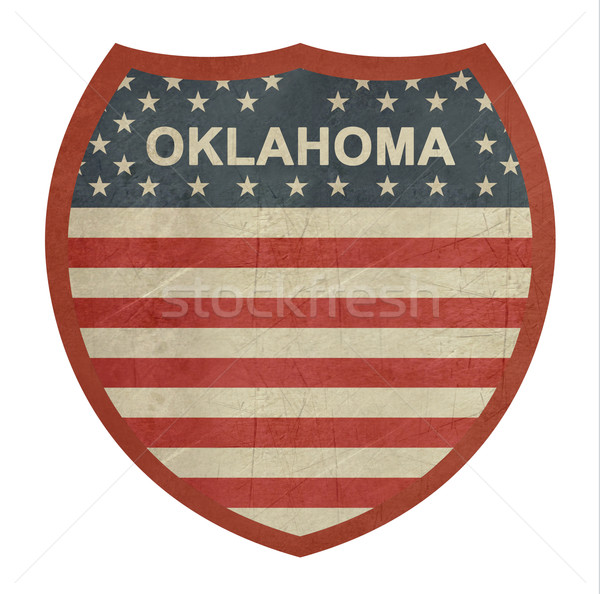Grunge Oklahoma amerikan eyaletler arası otoyol işareti yalıtılmış Stok fotoğraf © speedfighter