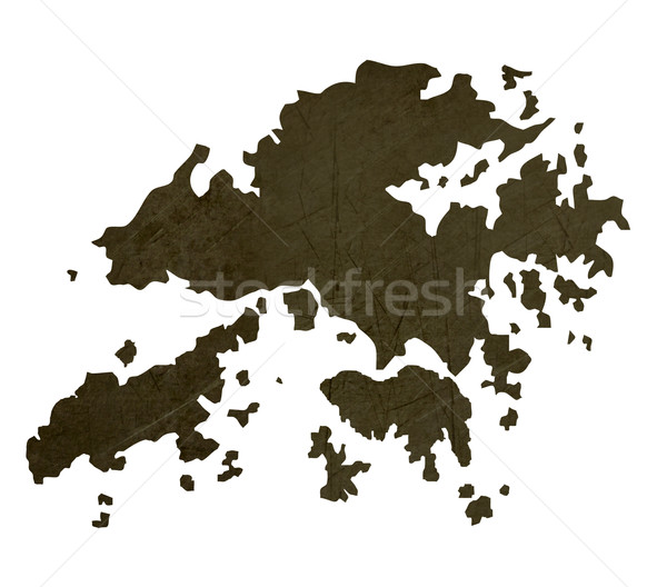 Dark silhouetted map of Hong Kong Stock photo © speedfighter