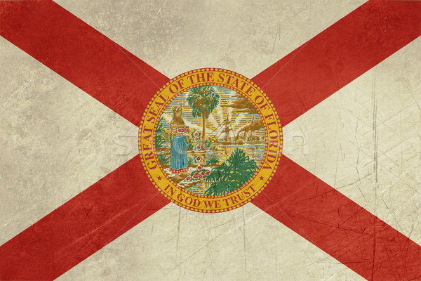 Stock fotó: Grunge · Florida · zászló · Amerika · izolált · fehér