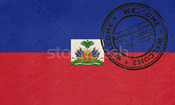 Welkom Haïti vlag paspoort stempel reizen Stockfoto © speedfighter