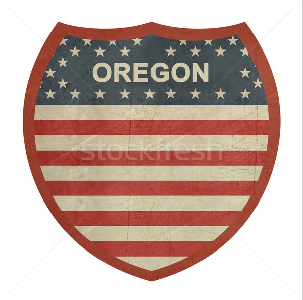 Grunge Oregon amerikan eyaletler arası otoyol işareti yalıtılmış Stok fotoğraf © speedfighter