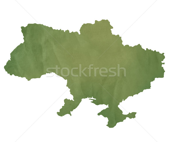 Stock fotó: Ukrajna · térkép · zöld · papír · öreg · izolált