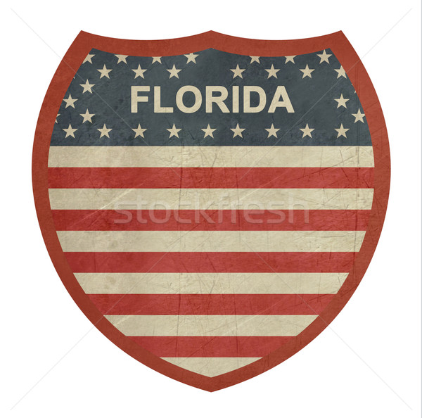 Stockfoto: Grunge · Florida · amerikaanse · interstate · wegteken · geïsoleerd