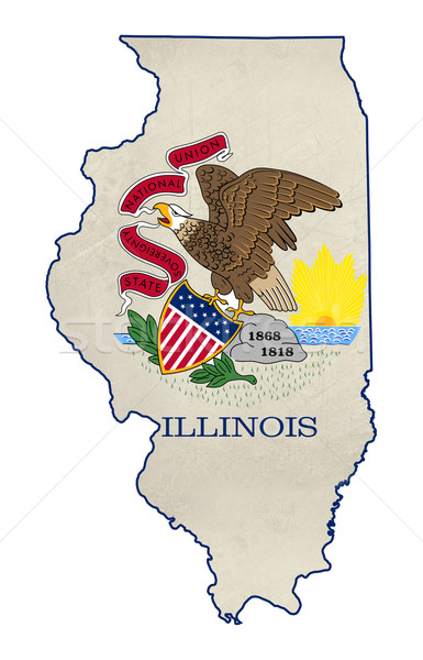 Grunge Illinois vlag kaart geïsoleerd witte Stockfoto © speedfighter