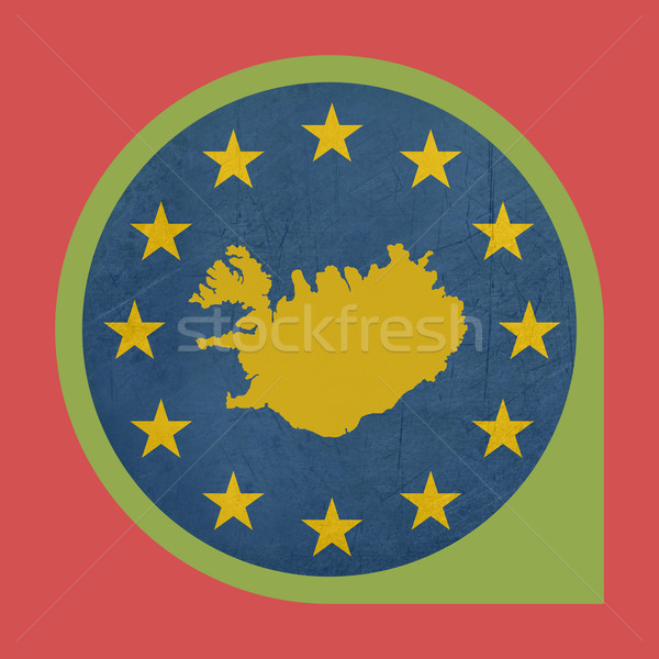 Europejski Unii Islandia znacznik przycisk odizolowany Zdjęcia stock © speedfighter