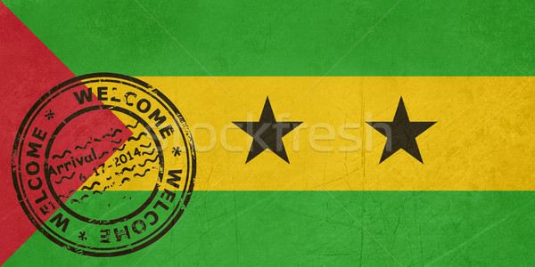 Welcome to Sao Tome and Principe flag with passport stamp Stock photo © speedfighter
