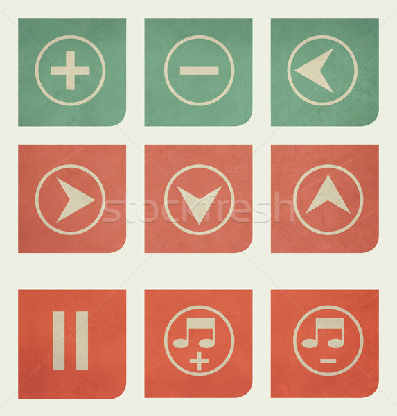 Flat design music buttons with grunge effect Stock photo © speedfighter