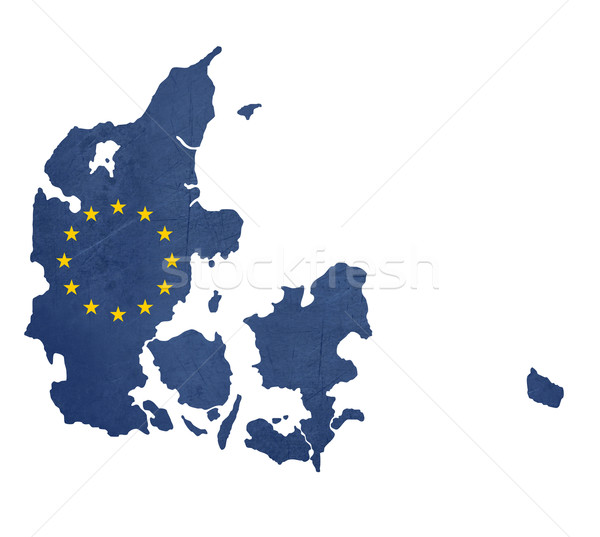 Foto stock: Europeu · bandeira · mapa · Dinamarca · isolado · branco