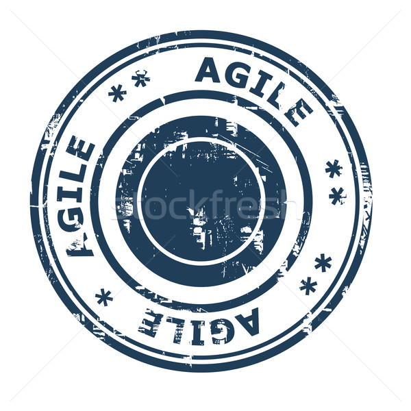 Foto d'archivio: Agile · business · timbro · isolato · bianco · blu