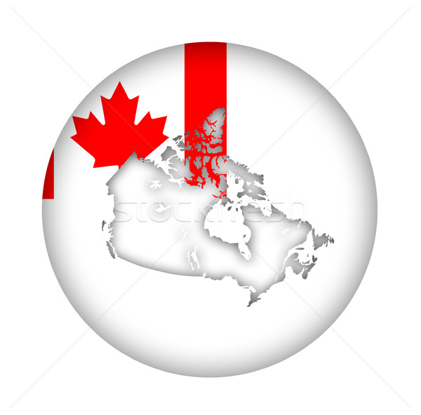 Canada carte pavillon bouton isolé blanche Photo stock © speedfighter