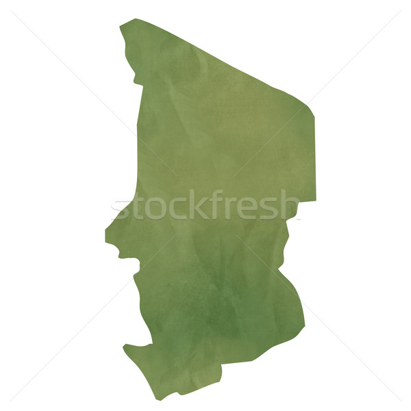 Velho verde papel mapa Chade isolado Foto stock © speedfighter