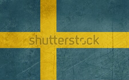 Stockfoto: Grunge · Zweden · vlag · land · officieel · kleuren