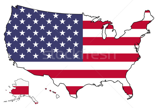 Foto d'archivio: America · bandiera · mappa · isolato · bianco · USA