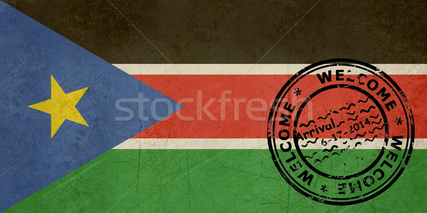 Bem-vindo sul Sudão bandeira passaporte carimbo Foto stock © speedfighter