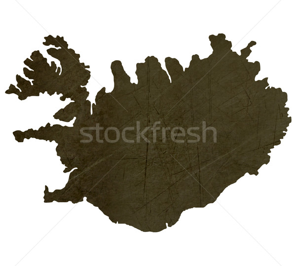 Dark silhouetted map of Iceland Stock photo © speedfighter