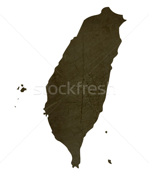 Stock foto: Dunkel · Karte · Taiwan · isoliert · weiß