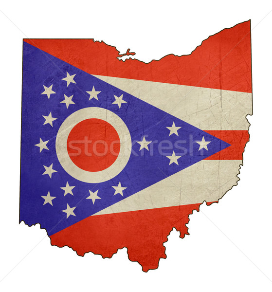 Grunge Ohio Flagge Karte isoliert weiß Stock foto © speedfighter