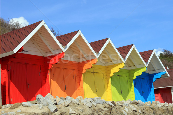 Foto stock: Praia · colorido · blue · sky · cópia · espaço · verão