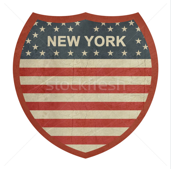 Grunge New York amerikai államközi autópálya tábla izolált Stock fotó © speedfighter