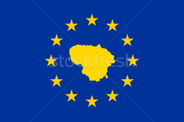 Foto stock: Lituânia · europeu · bandeira · mapa · união · amarelo