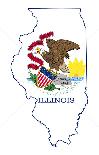 Illinois bayrak harita yalıtılmış beyaz ABD Stok fotoğraf © speedfighter