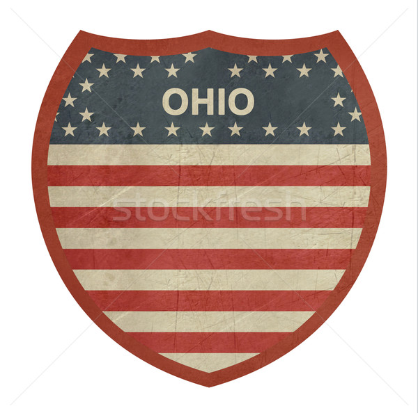 Grunge Ohio amerykański międzypaństwowy znak autostrady odizolowany Zdjęcia stock © speedfighter