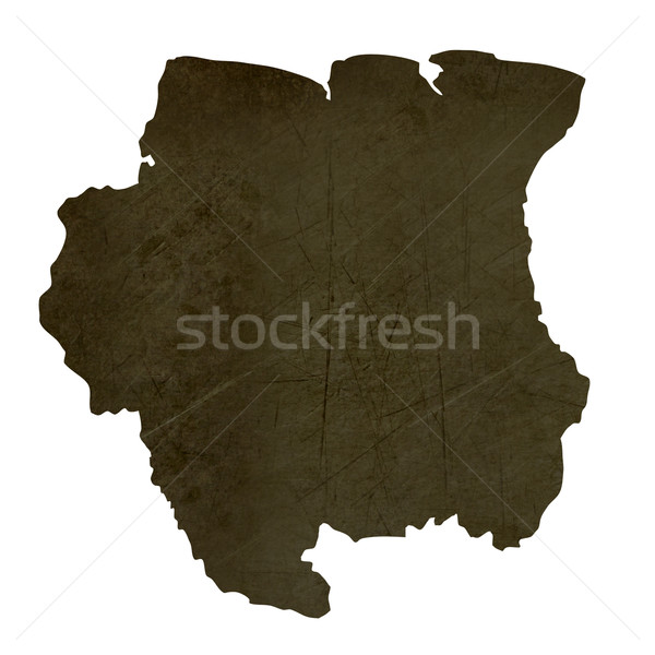 Stock photo: Dark silhouetted map of Suriname