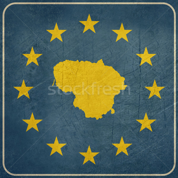 Grunge Lituânia europeu botão mapa azul Foto stock © speedfighter