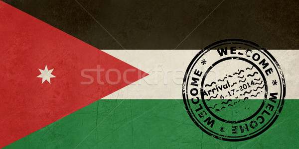 Stockfoto: Welkom · Jordanië · vlag · paspoort · stempel · reizen