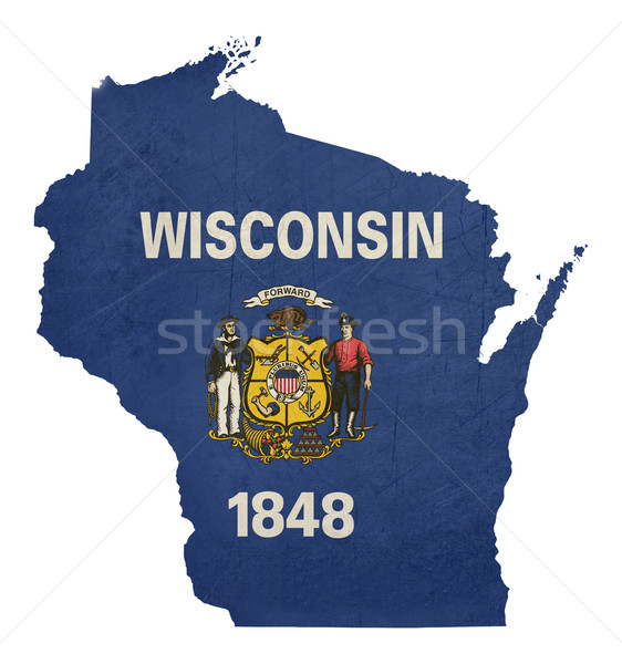 Grunge Wisconsin Flagge Karte isoliert weiß Stock foto © speedfighter