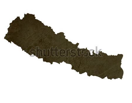 Dark silhouetted map of Nepal Stock photo © speedfighter