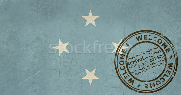 Bienvenida Micronesia bandera pasaporte sello viaje Foto stock © speedfighter