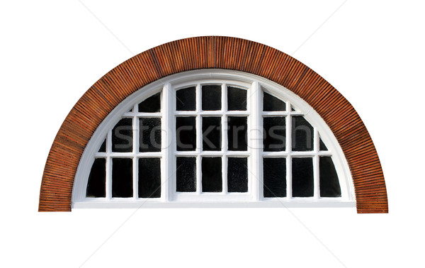 Foto stock: Oval · ventana · aislado · moderna · rojo · ladrillo