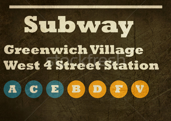 Grunge Greenwich Village subway sign Stock photo © speedfighter