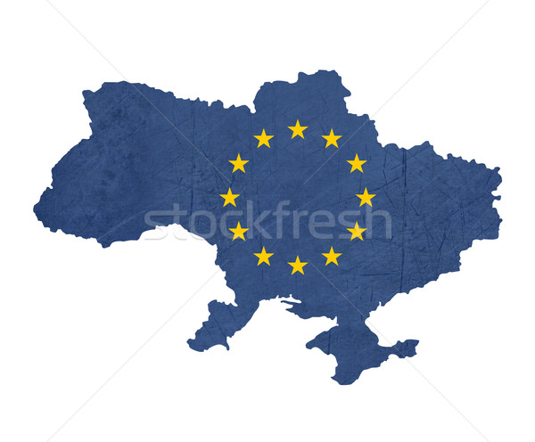 Europeu bandeira mapa Ucrânia isolado branco Foto stock © speedfighter