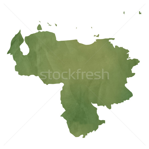 Vechi verde hârtie hartă Venezuela izolat Imagine de stoc © speedfighter