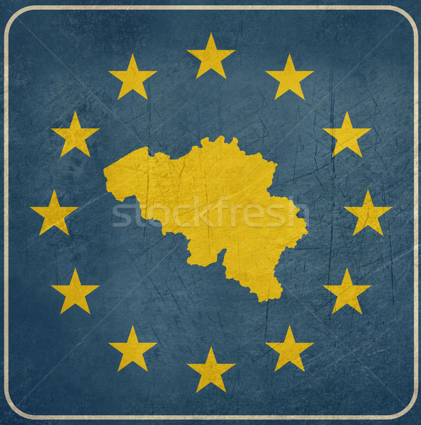 Foto stock: Grunge · Bélgica · europeo · botón · mapa · azul