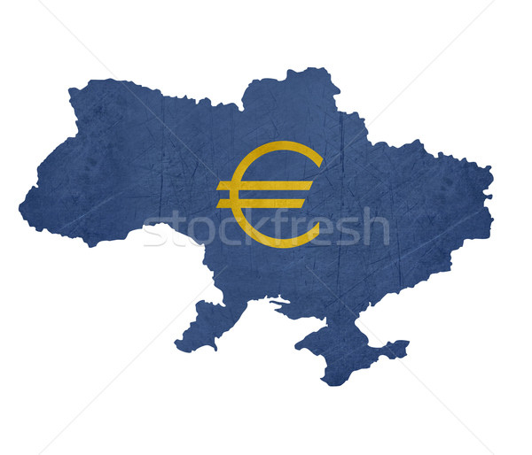 European currency symbol on map of Ukraine Stock photo © speedfighter