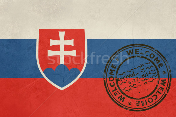 Bienvenida Eslovaquia bandera pasaporte sello viaje Foto stock © speedfighter