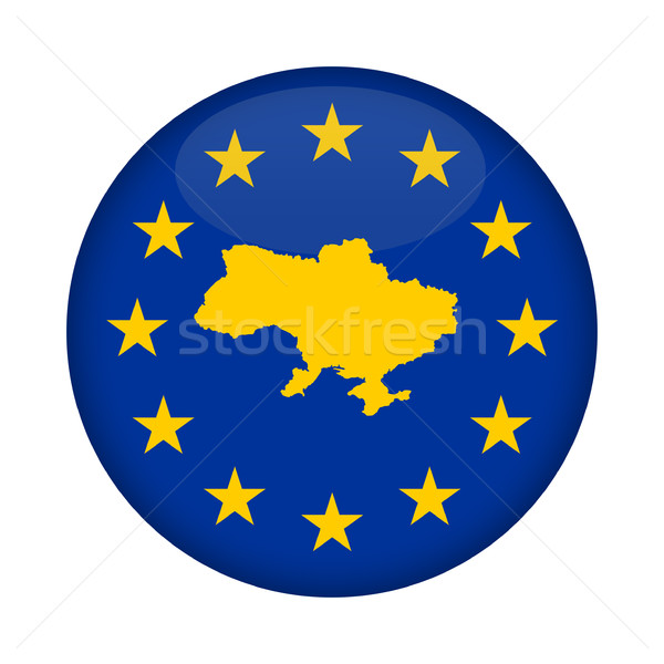 Ukraine map European Union flag button Stock photo © speedfighter