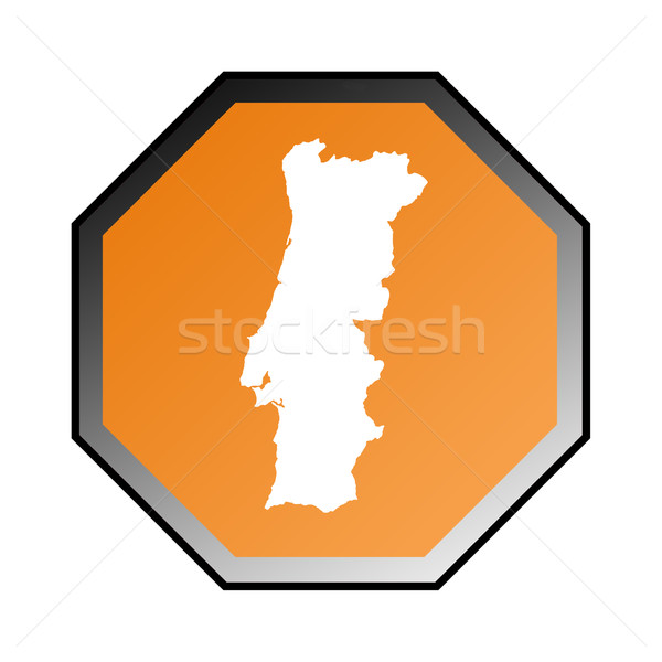 Foto stock: Portugal · assinar · placa · sinalizadora · isolado · branco · mapa