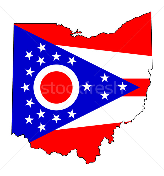 Stock foto: Ohio · Flagge · Karte · isoliert · weiß · USA